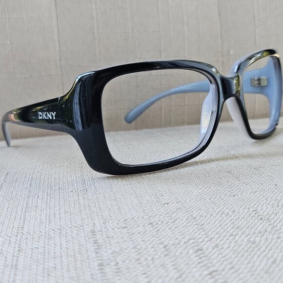 DKNY Oversized Black Square Glasses W Milky Baby Blue Interior Eyeglasses - Picture 4 of 16
